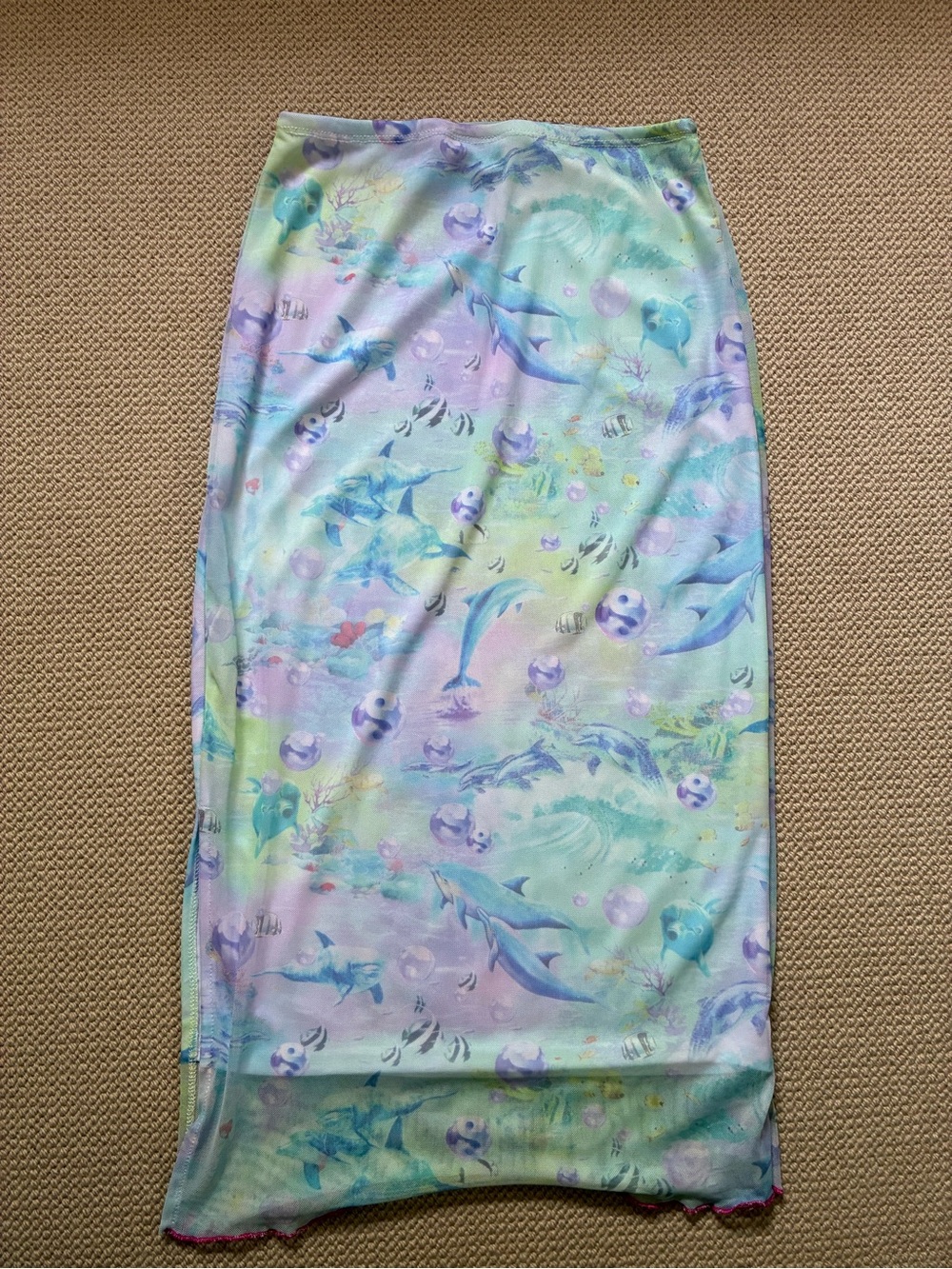 BLue Pastel Ocean Sea Life Print Skirt 6